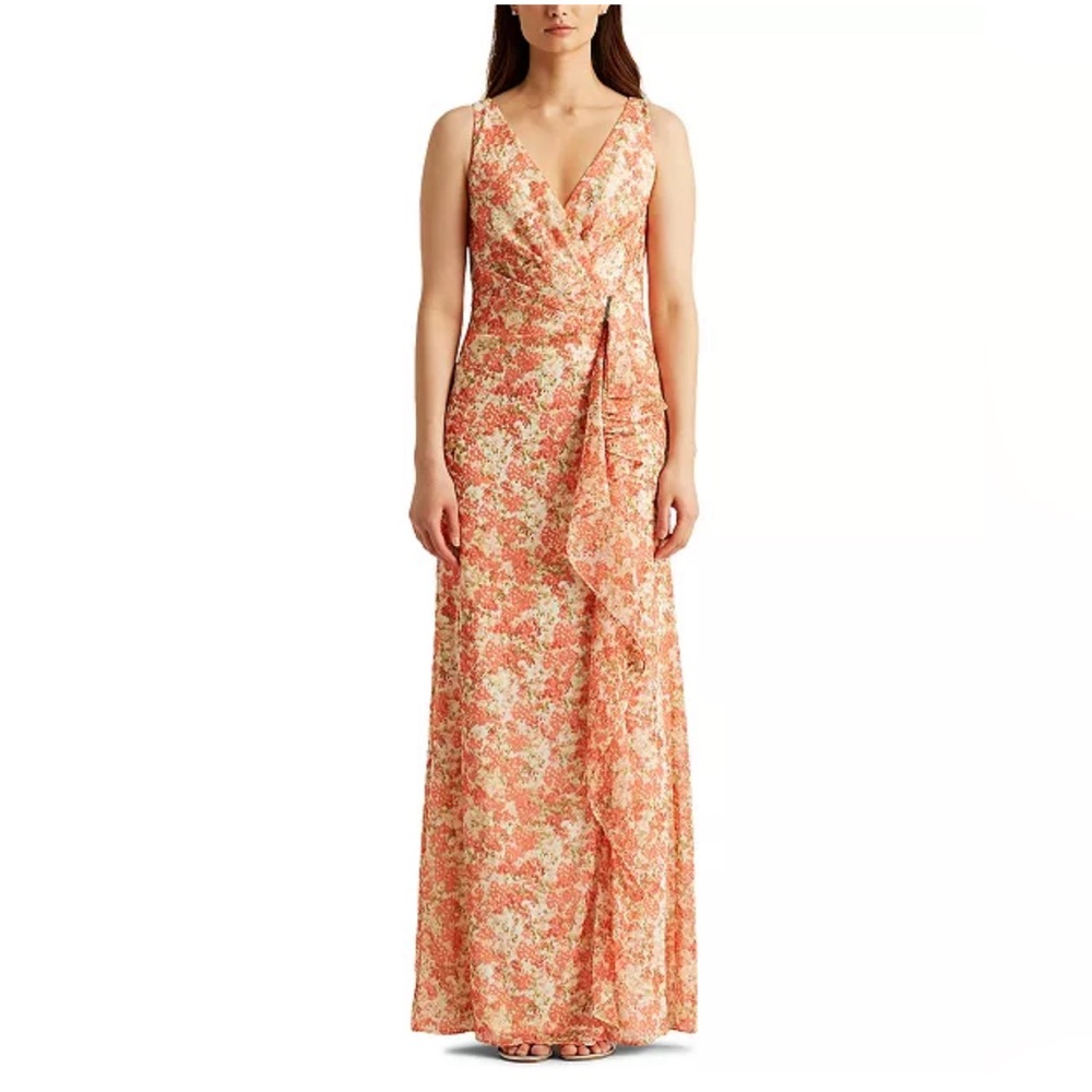🌸 Lauren Ralph Lauren Georgette Gown – Size 2